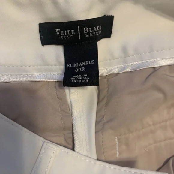 White House Black Market White Slim Straight Leg Dress Pant Woman's Regular 00 - Picture 9 of 11